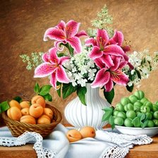 Схема вышивки «Mesa,decorada.com flores e frutas.»