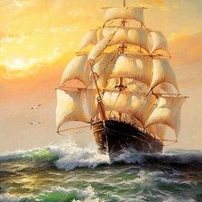 Схема вышивки «Золотой парусник»