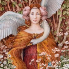 Схема вышивки «Девушка и лебедь»