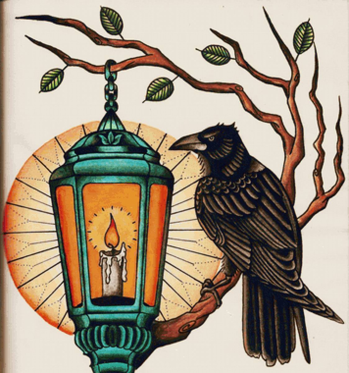 Corvo. - pássaros. pintura. - предпросмотр