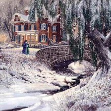 Схема вышивки «прогулка зимой»