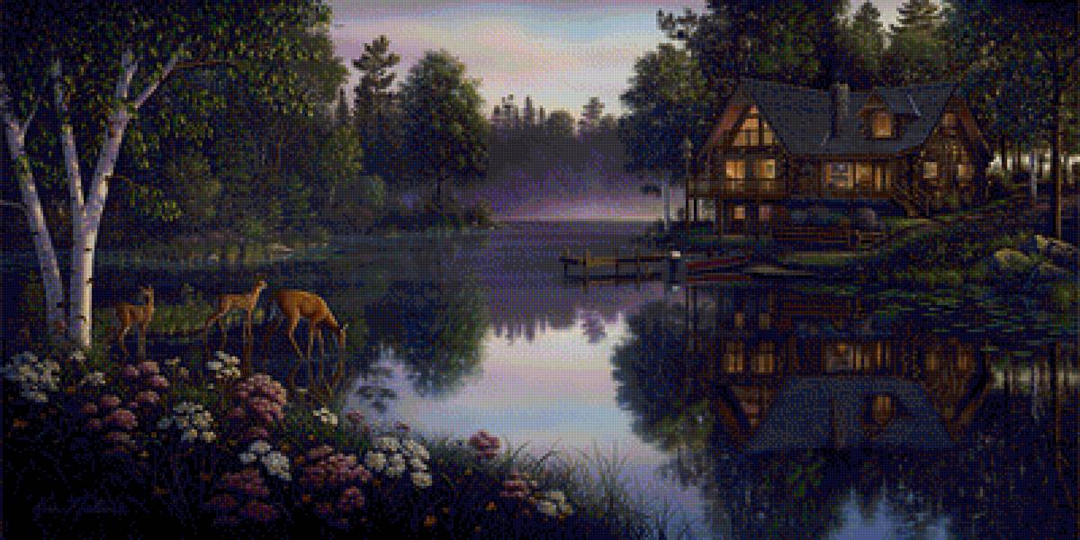 домик на озере - пейзажи - предпросмотр