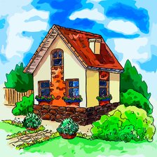 Схема вышивки «Домик с садочком»