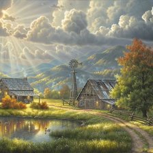 Схема вышивки «Родная деревня»