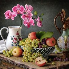 Mesa,decorada.com flores e frutas.