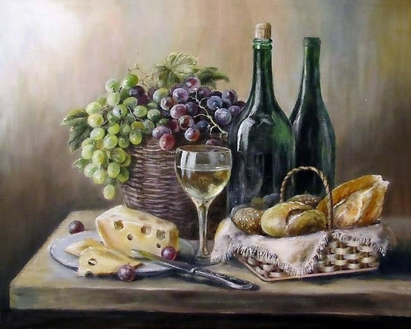 Queso y vino - bodegon - оригинал
