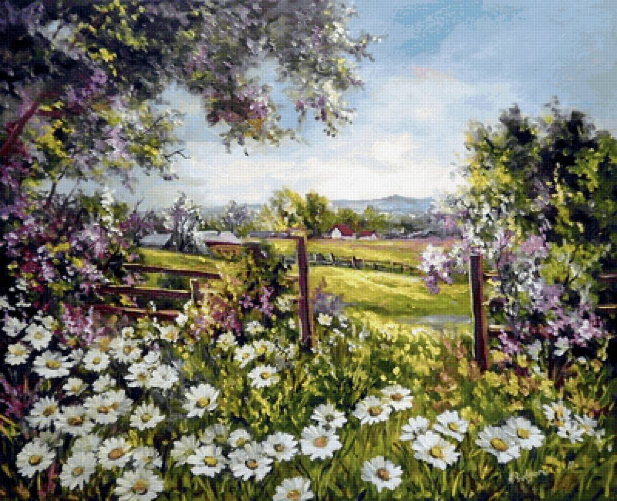 Paisagem  rural. - flores. paisagens .vila. - предпросмотр