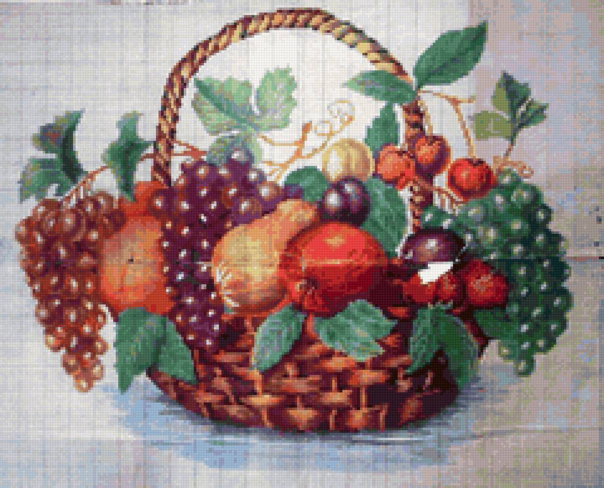 Корзина с фруктами - виноград, фрукты, корзина - предпросмотр