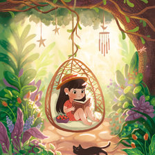 Схема вышивки «Reading in the jungle»