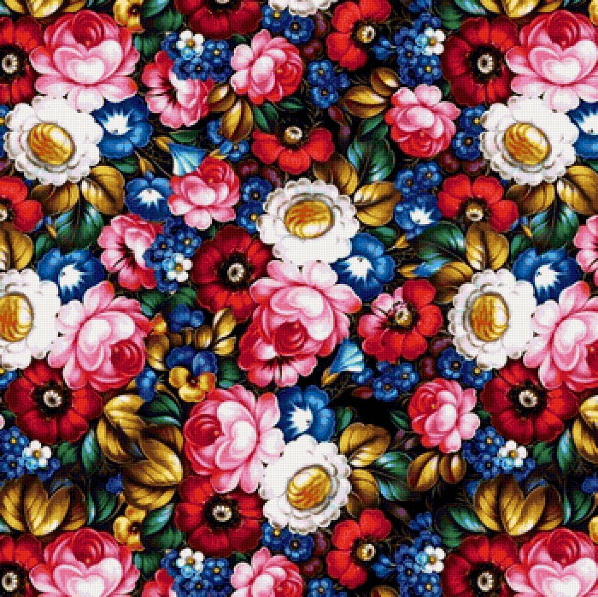 орнамент - цветы, подушка, орнамент - предпросмотр