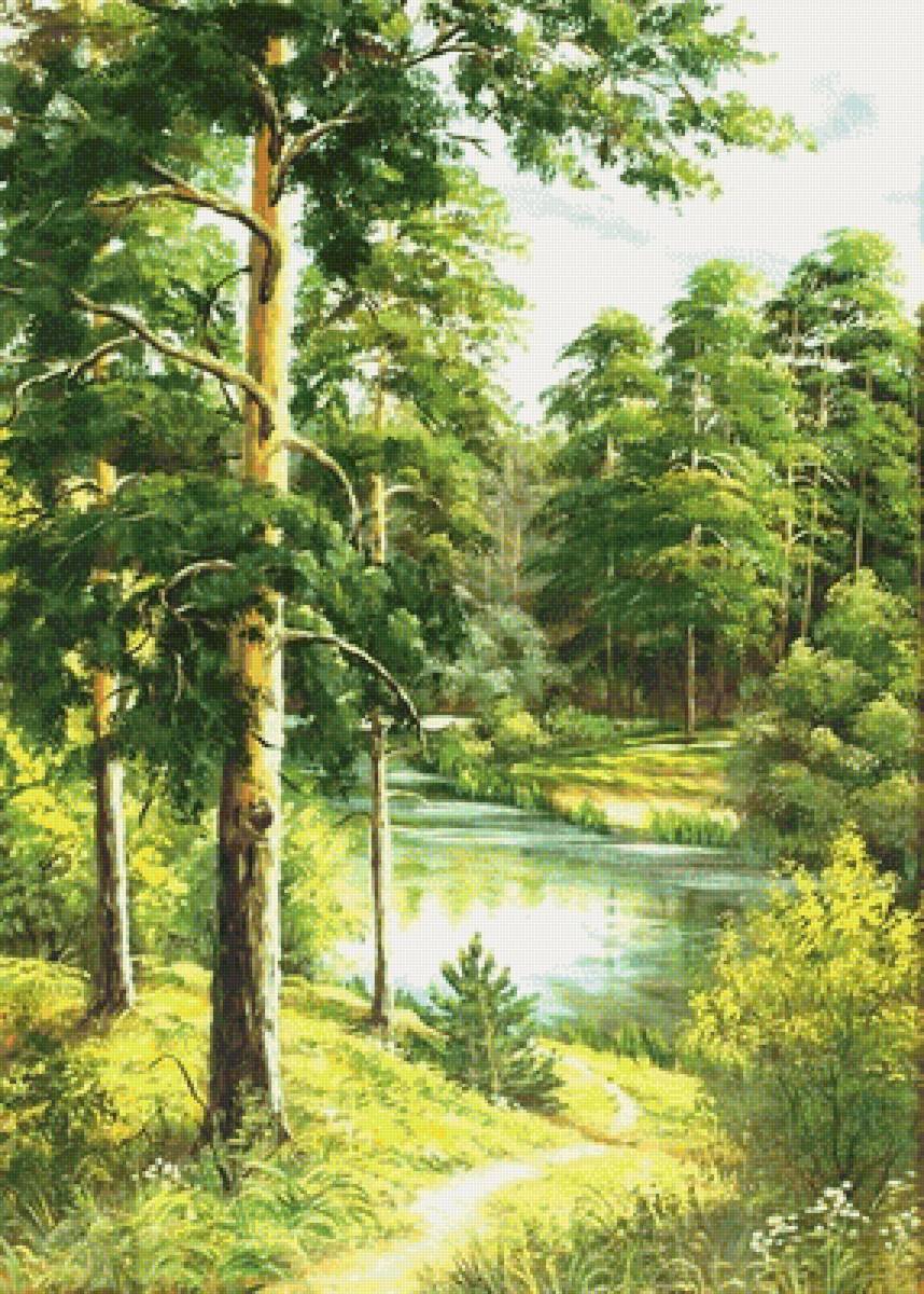 Пейзаж - лес, пейзаж, лето, река - предпросмотр