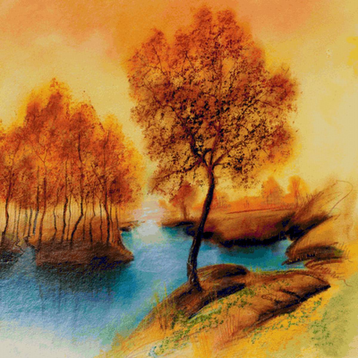 Осенний пейзаж - пейзаж, река, осень - предпросмотр