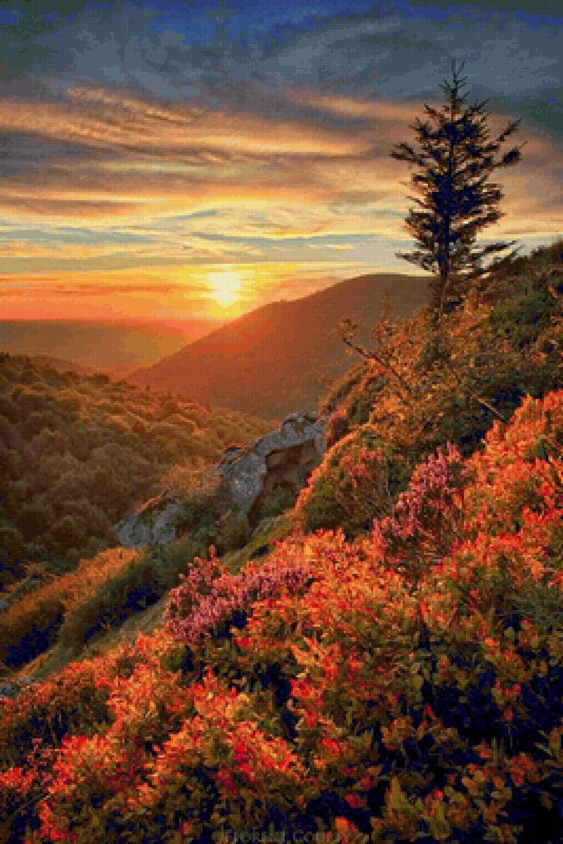 Закат в горах - закат, небо, горы - предпросмотр