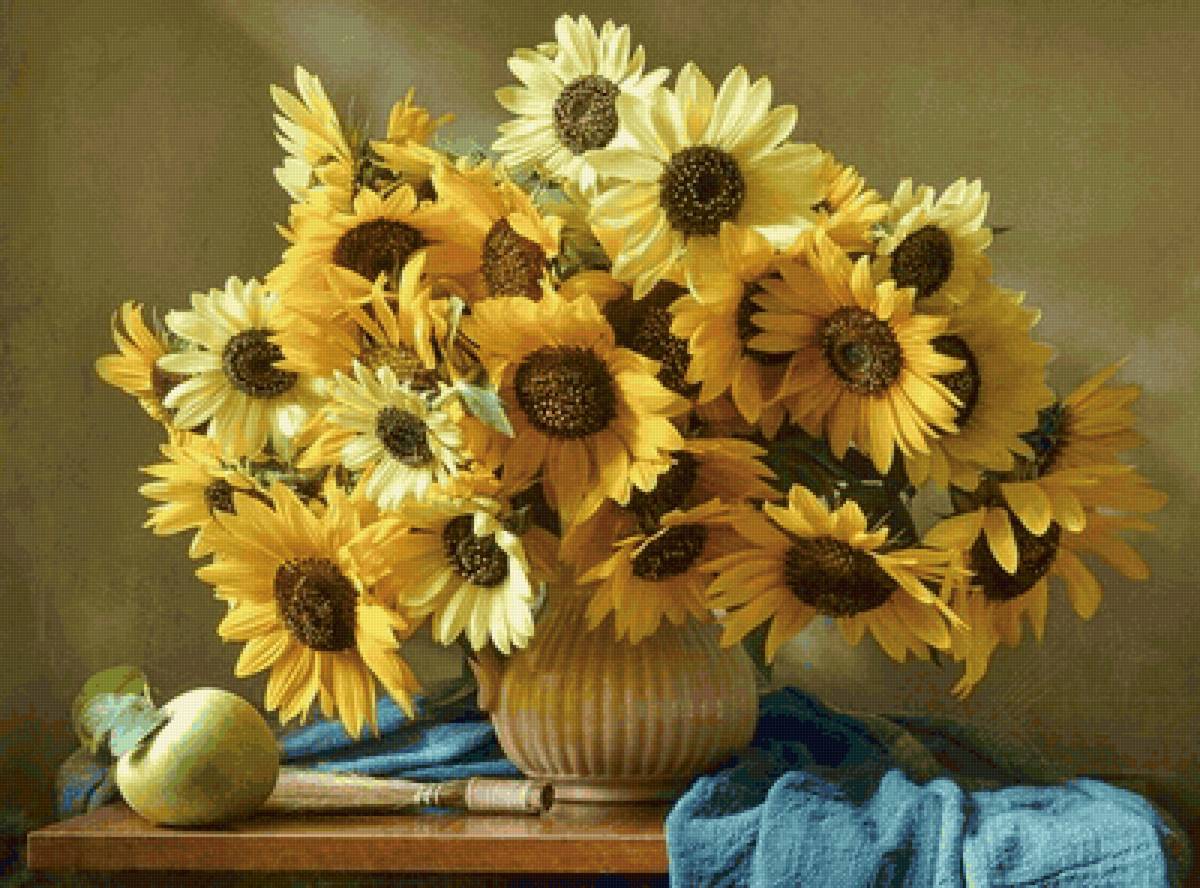 Boque de  girassóis. - flores. frutas . - предпросмотр