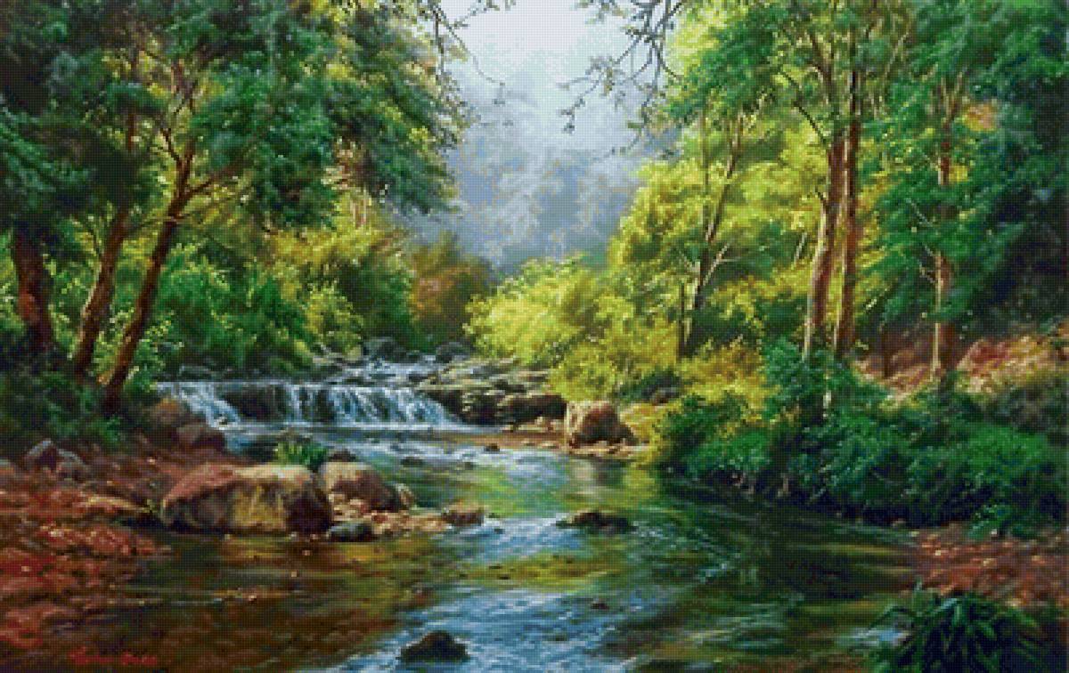 пейзаж - природа, пейзаж, река, лес - предпросмотр