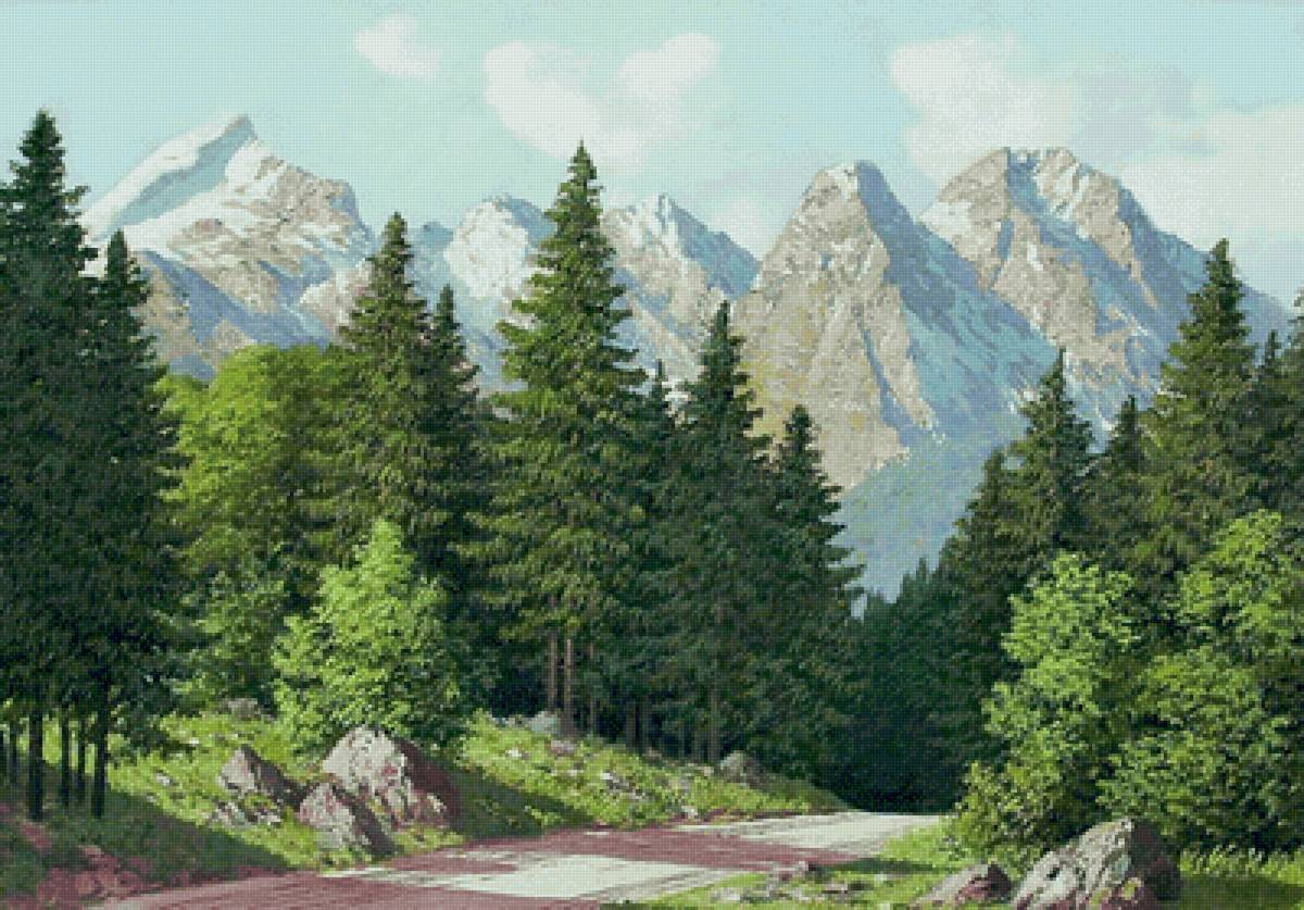 Пейзаж - лето., дорога, горы, лес, пейзаж - предпросмотр