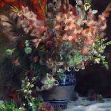 Схема вышивки «Гладиолусы в вазе Ренуар»