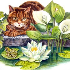 Схема вышивки «Кот у пруда»