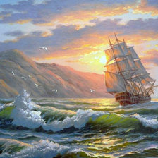 Схема вышивки «парусник»