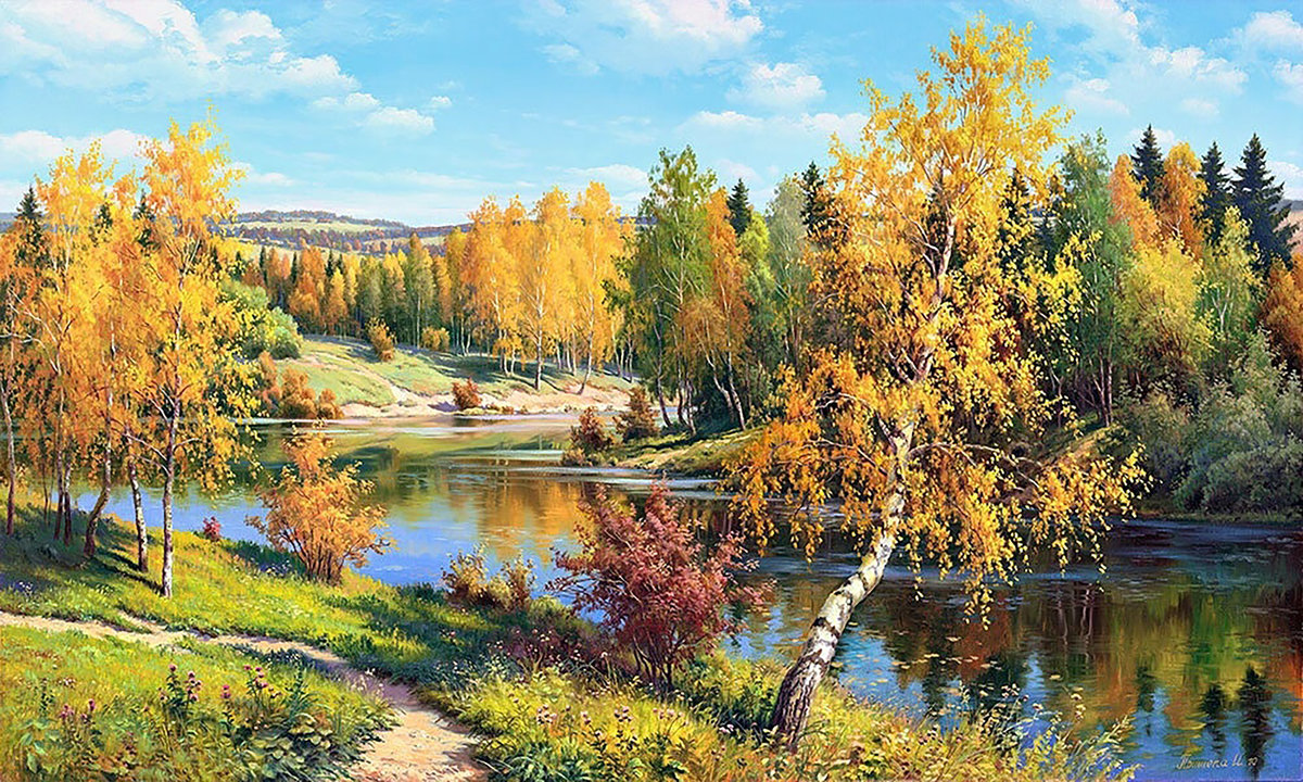 Игорь Прищепа. Золотая осень - березы, осень, пейзаж - оригинал