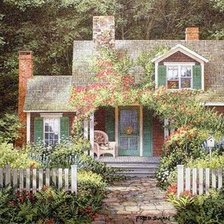 Схема вышивки «Дом в лесу»