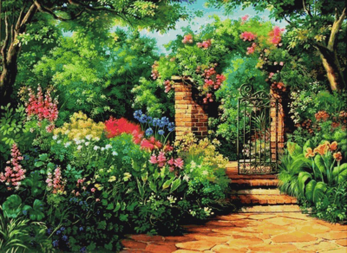 Калитка в сад - природа, сад, цветы - предпросмотр