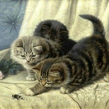 Схема вышивки «Котята с мухой»