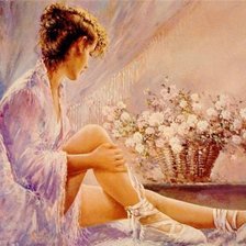 Схема вышивки «балерина с цветами»