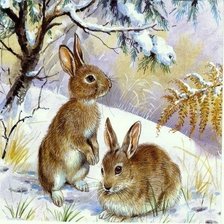 Схема вышивки «Зайцы.»
