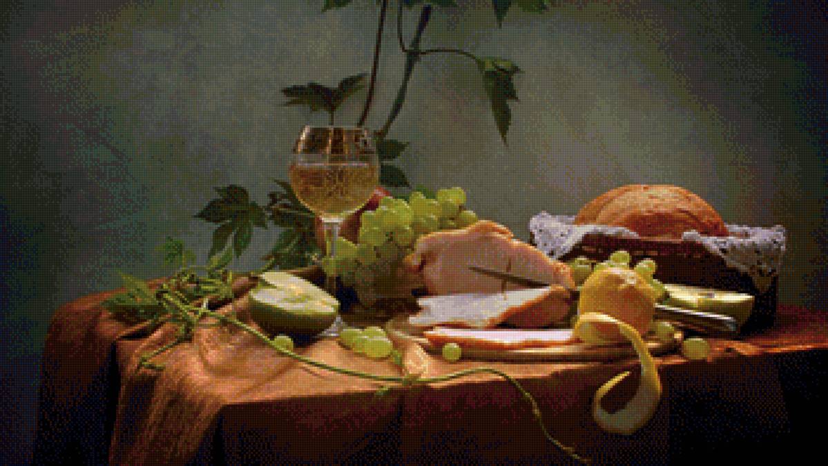 Вкусный натюрморт - натюрморт, виноград, еда - предпросмотр