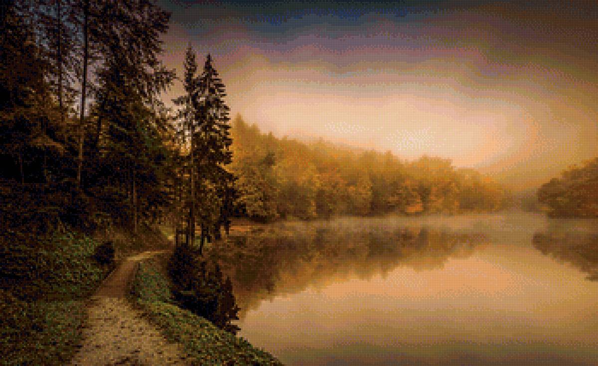 Таежная река туман - река, пейзаж, туман - предпросмотр