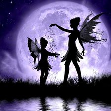 Схема вышивки «Картина с феями на фоне луны»