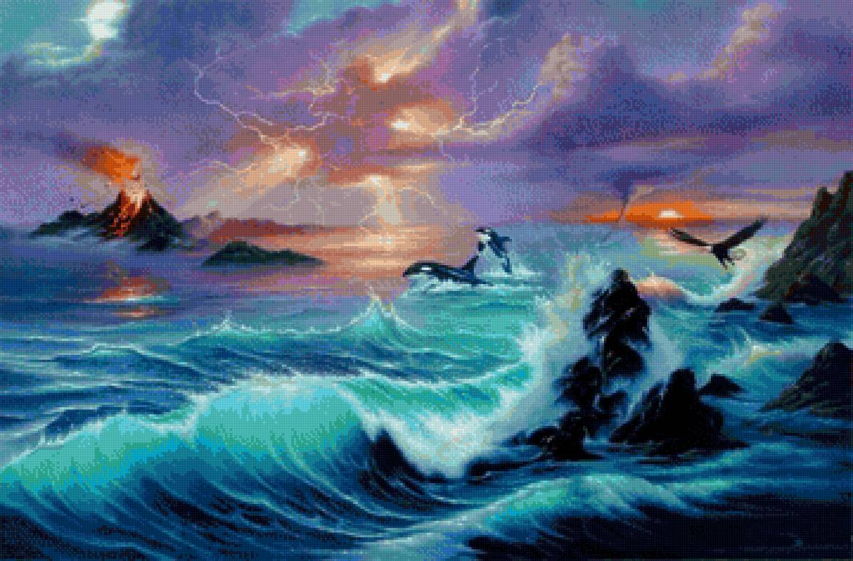 Картина море джим уоррен - птица, касатки, картина, море - предпросмотр