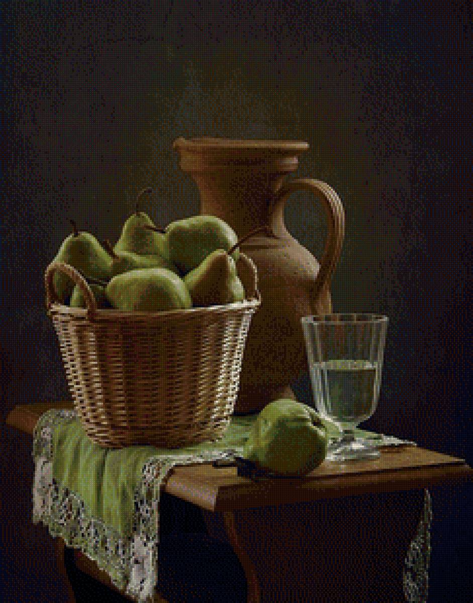 Натюрморт - натюрморт, фрукты, кувшин - предпросмотр