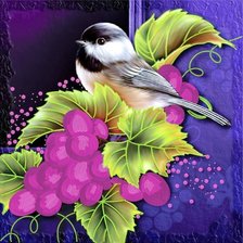 Схема вышивки «Синичка на винограде»