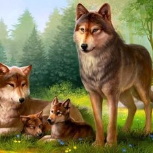 Схема вышивки «Картина волчья семья»