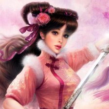 Схема вышивки «Девушка в розовом фэнтези»