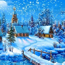 Схема вышивки «Зимний новогодний пейзаж»
