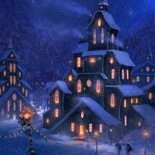 Схема вышивки «Зимний город»