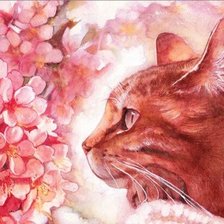 Схема вышивки «Кошка акварелью»