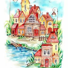 Схема вышивки «город рисунок»