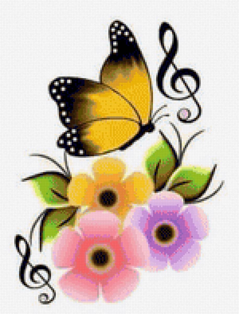 Flores - mariposas - предпросмотр