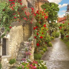 Схема вышивки «Улица в цветах»