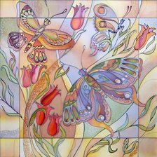 Схема вышивки «Бабочки на подушке»