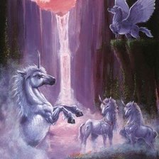 Схема вышивки «Единорог у водопада»