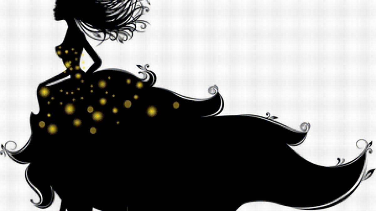 Силуэт девушки - силуэт девушки, девушка, монохром - предпросмотр