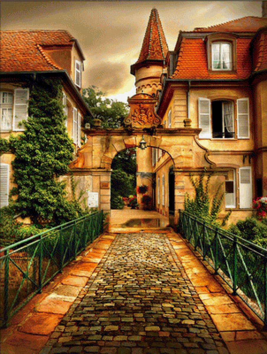 Старый город - дорога, дома, улица, город - предпросмотр