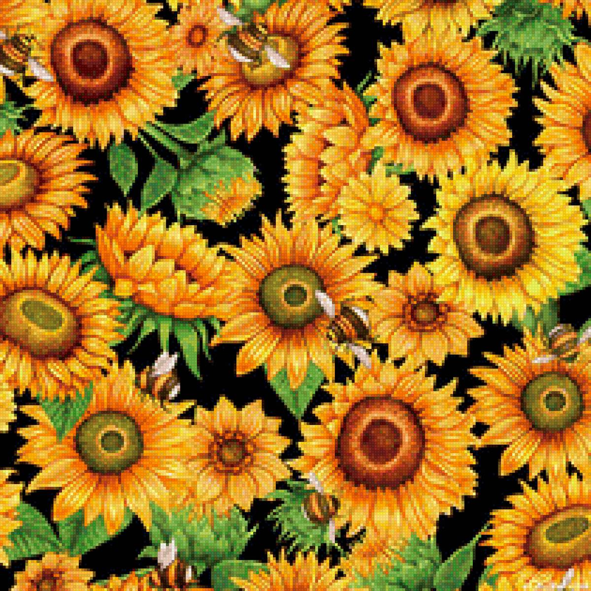 Подушка с подсолнухами - подушка, пчелы, подсолнухи - предпросмотр