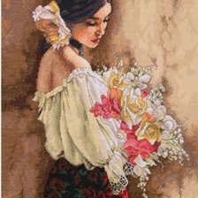 Схема вышивки «Chica con flores»
