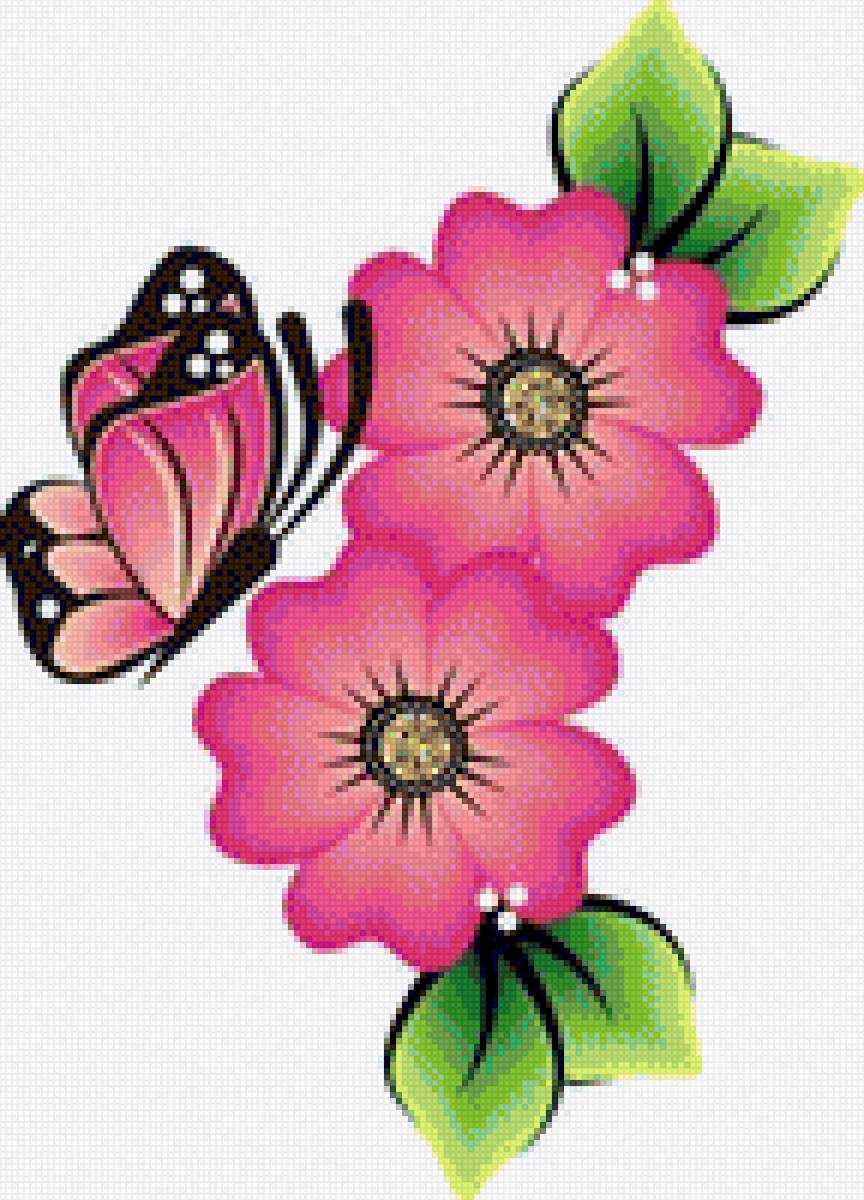 Flores - mariposas - предпросмотр